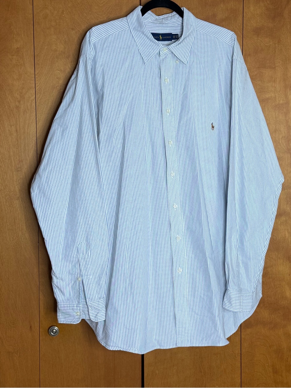 Ralph Lauren blue white striped button up cotton shirt size 2XLT